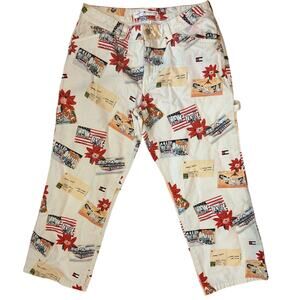 VTG Tommy Hilfiger Jeans Womens Slim Painter Postcard Patriotic Capri Pant 8
